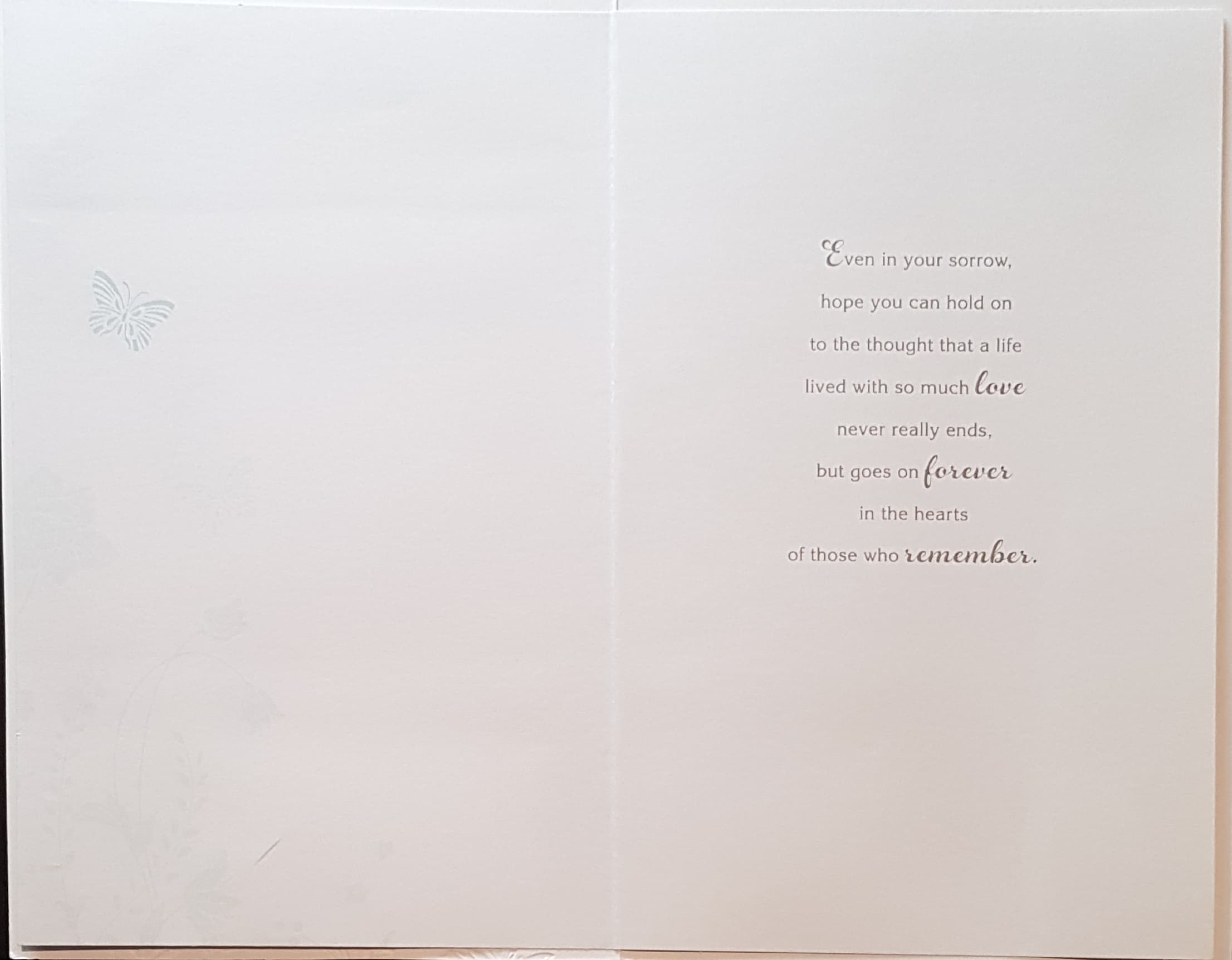 Sympathy Card - A Special Verse On Blue Font & White Shiny Flowers