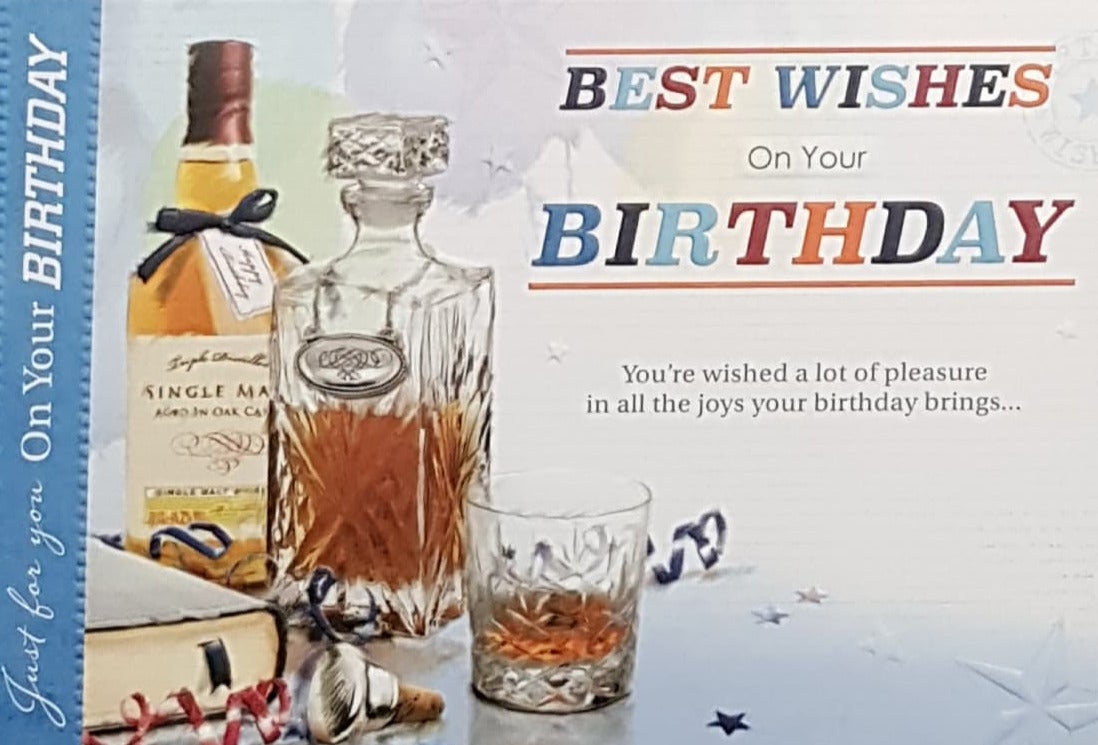Birthday Card - Whiskey In A Bottle & A Glass