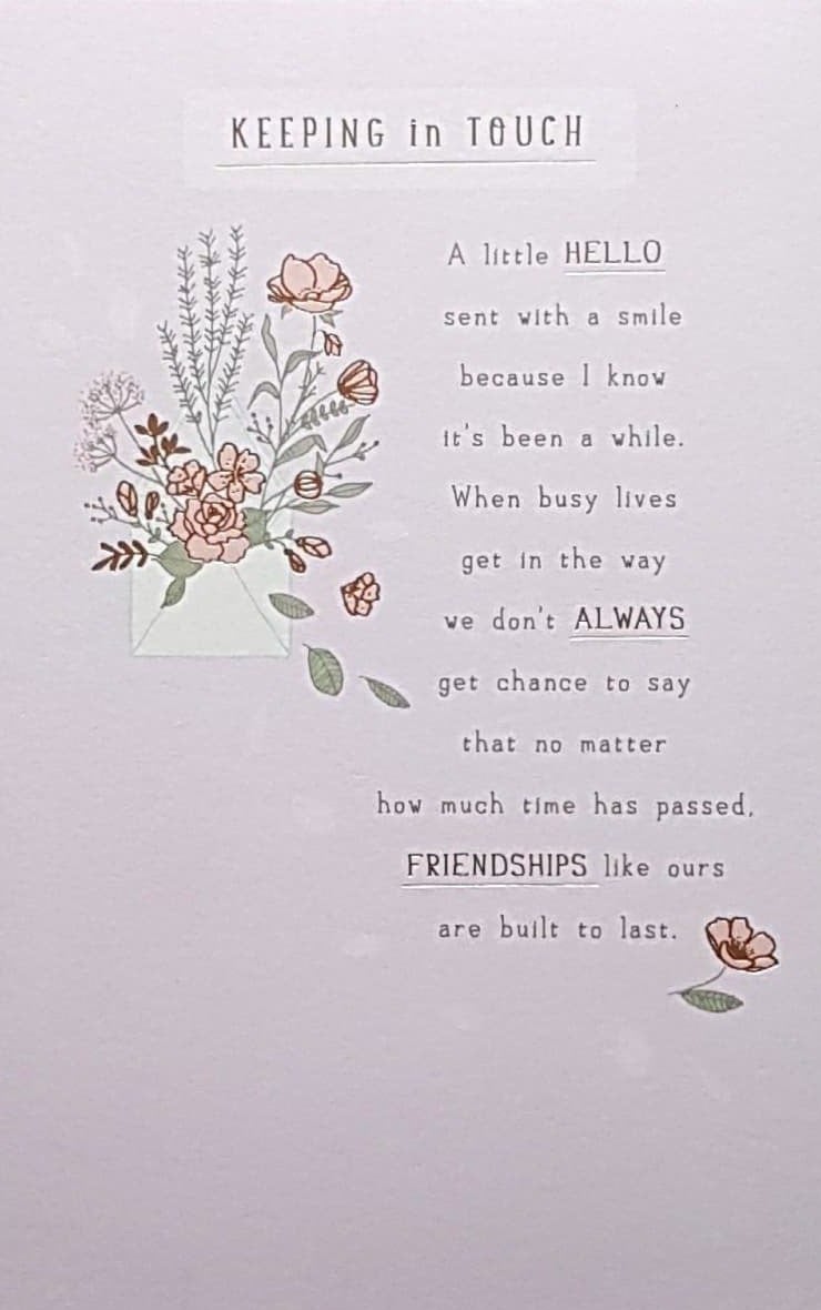 Friend Card  - 'Keeping In Touch...' On A Pink Background