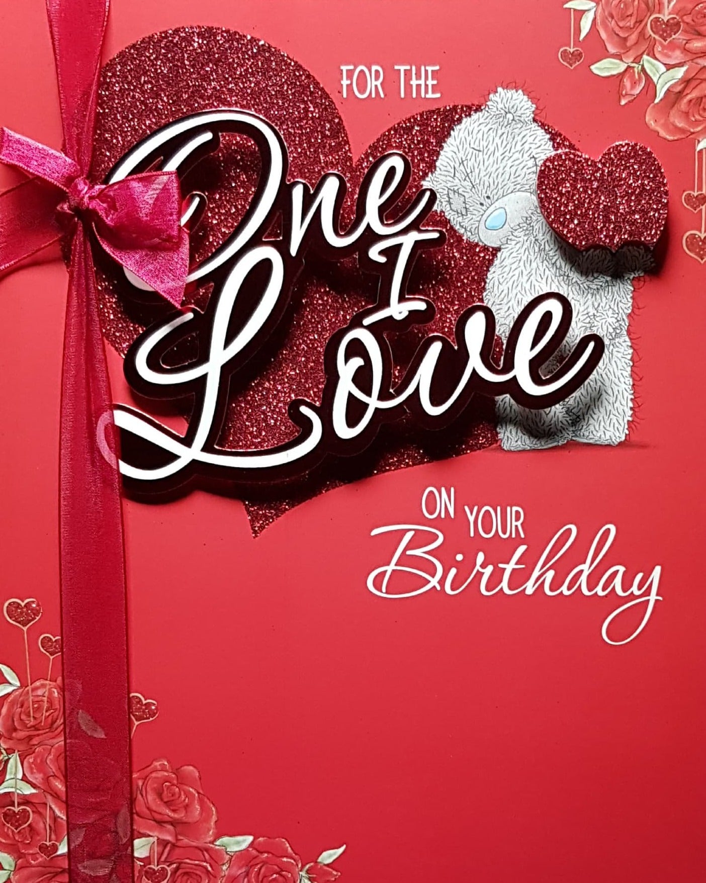 One I Love Birthday Card - A Big Shiny Love Heart On Red Front (A Card In A Box)