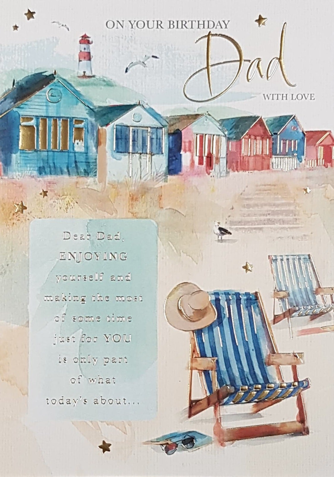 Birthday Card - Dad / A Nice Message For Dad & Blue Beach Chairs