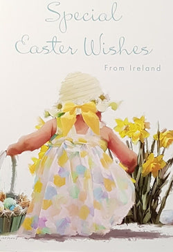 Easter Card - From Ireland / A Little Girl Wearing A Lovely Hat With A Yellow Bow