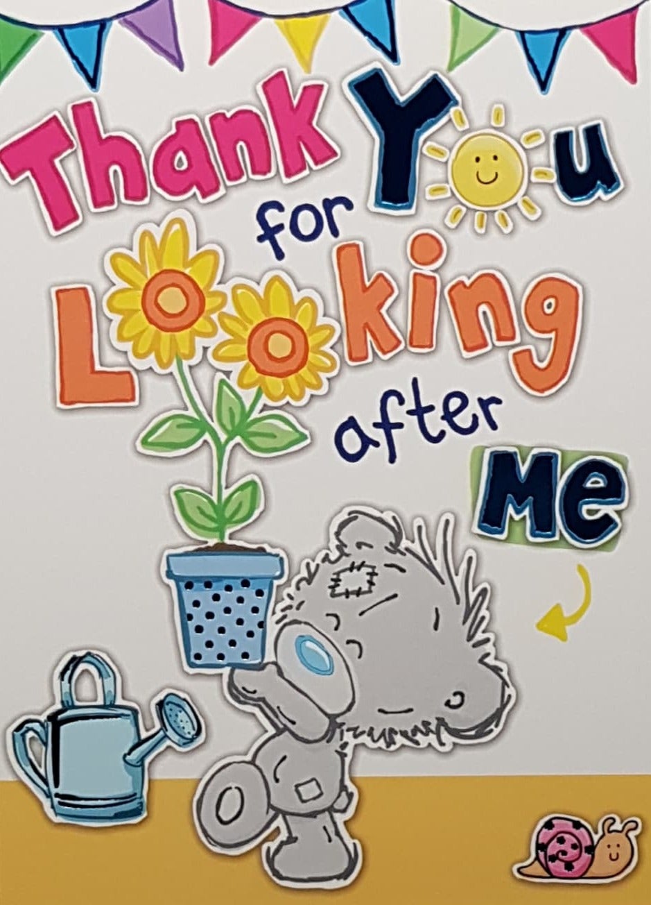 Thank You Teacher Card - Yellow Flowers In A Blue Pot