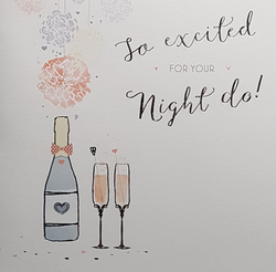 Wedding Card - Invitation Response / A Bottle Of Champagne With A Red Bow ( Acceptance )