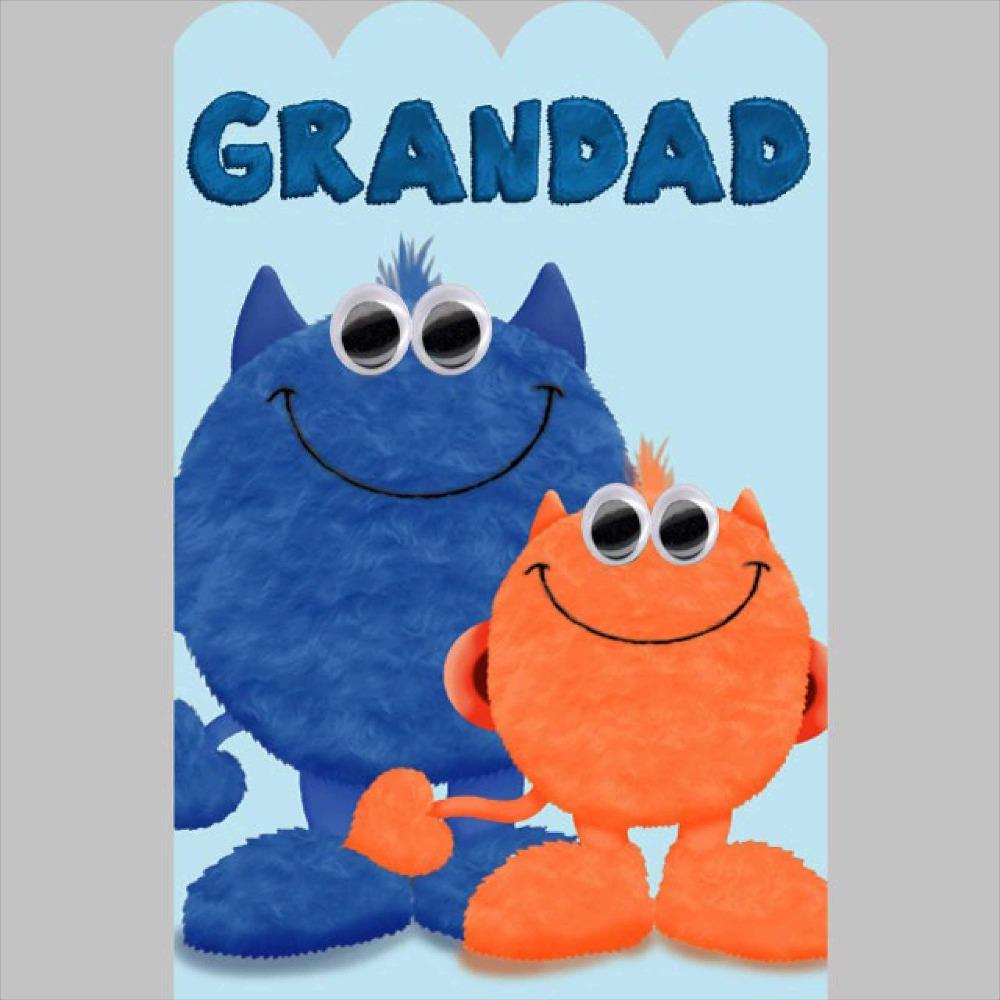 Fathers Day Card - Grandad / Blue And Orange Monsters With Big Smiles