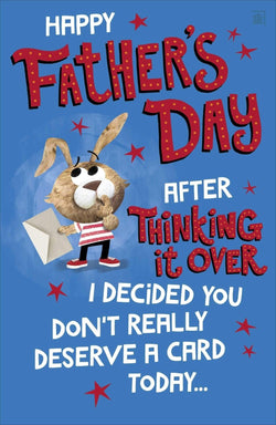 Fathers Day Card - A Rabbit In Red Shoes Holding A White Envelope