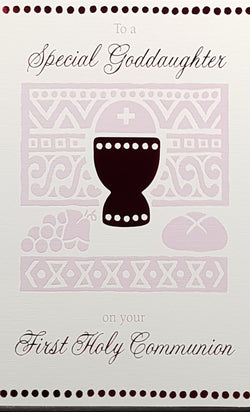Communion Card - Goddaughter / A Pink Patterned Square