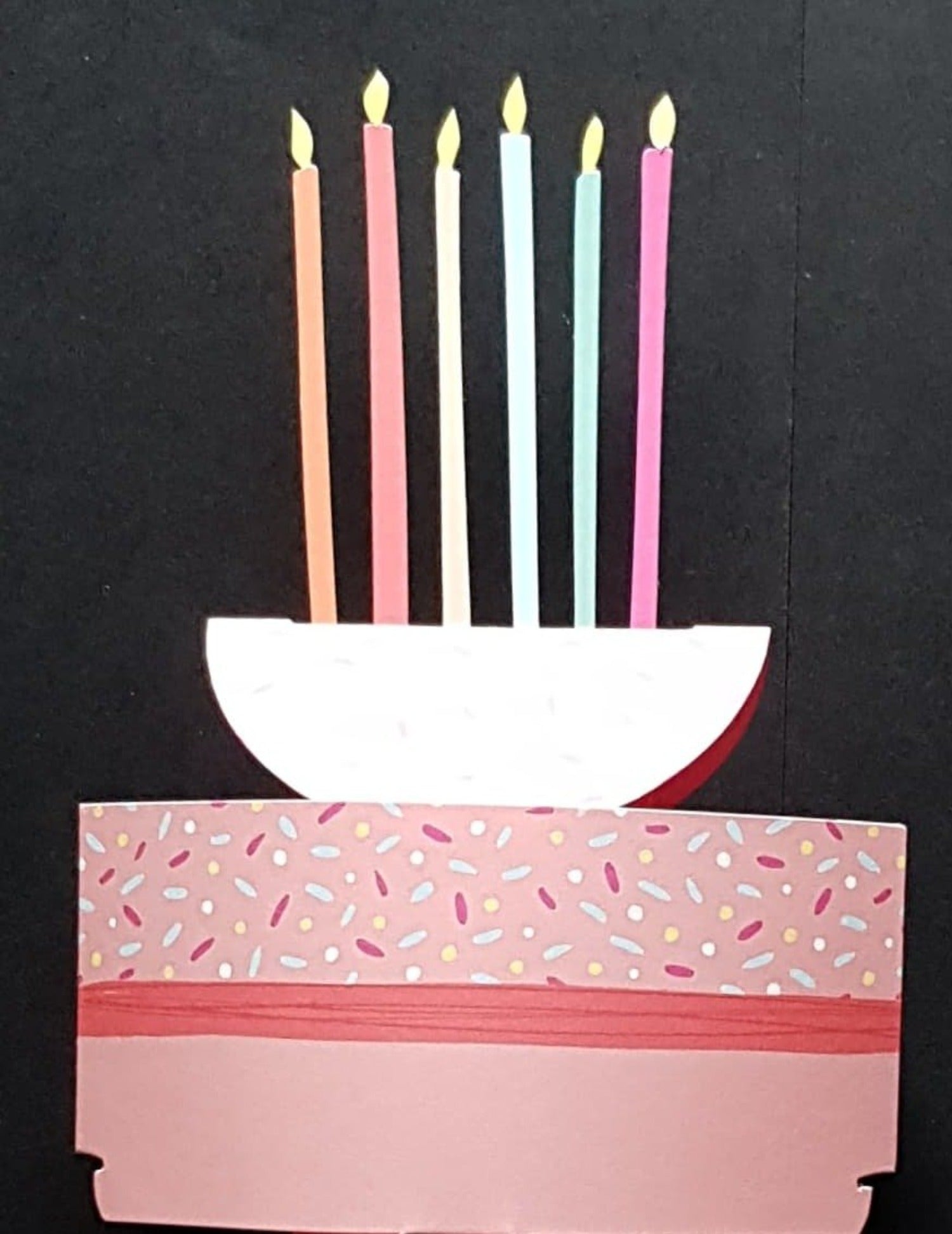 Birthday Card - 'Happy Birthday' Message On A Pink Cake With Candles
