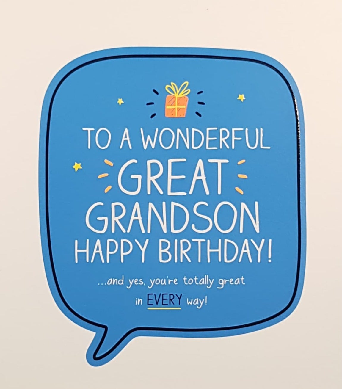 Birthday Card - Great Grandson / Blue Speech Bubble