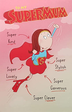 Birthday Card - Mum / A Flying Lady In A Red Skirt