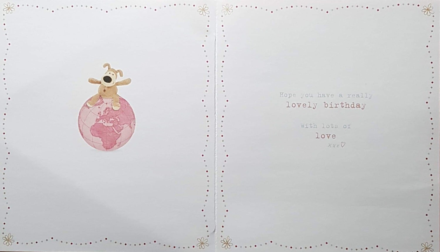 Birthday Card - Mum / A Stuffed Dog Sitting On The Globe