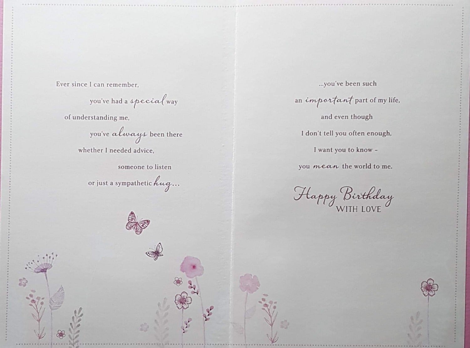 Birthday Card - Mum / From Daughter & Roses & Butterflies