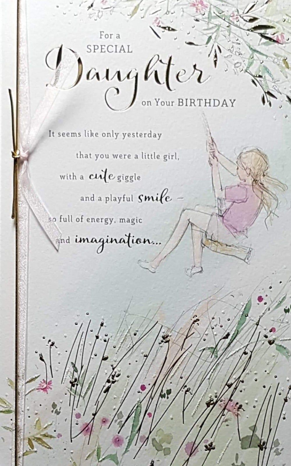 Birthday Card - Daughter / 'Cute Smile Imagination' & A Girl On A Swing