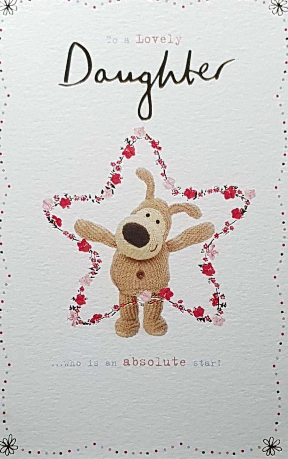 Birthday Card - Daughter / A Star Wreath & A Stuffed Dog