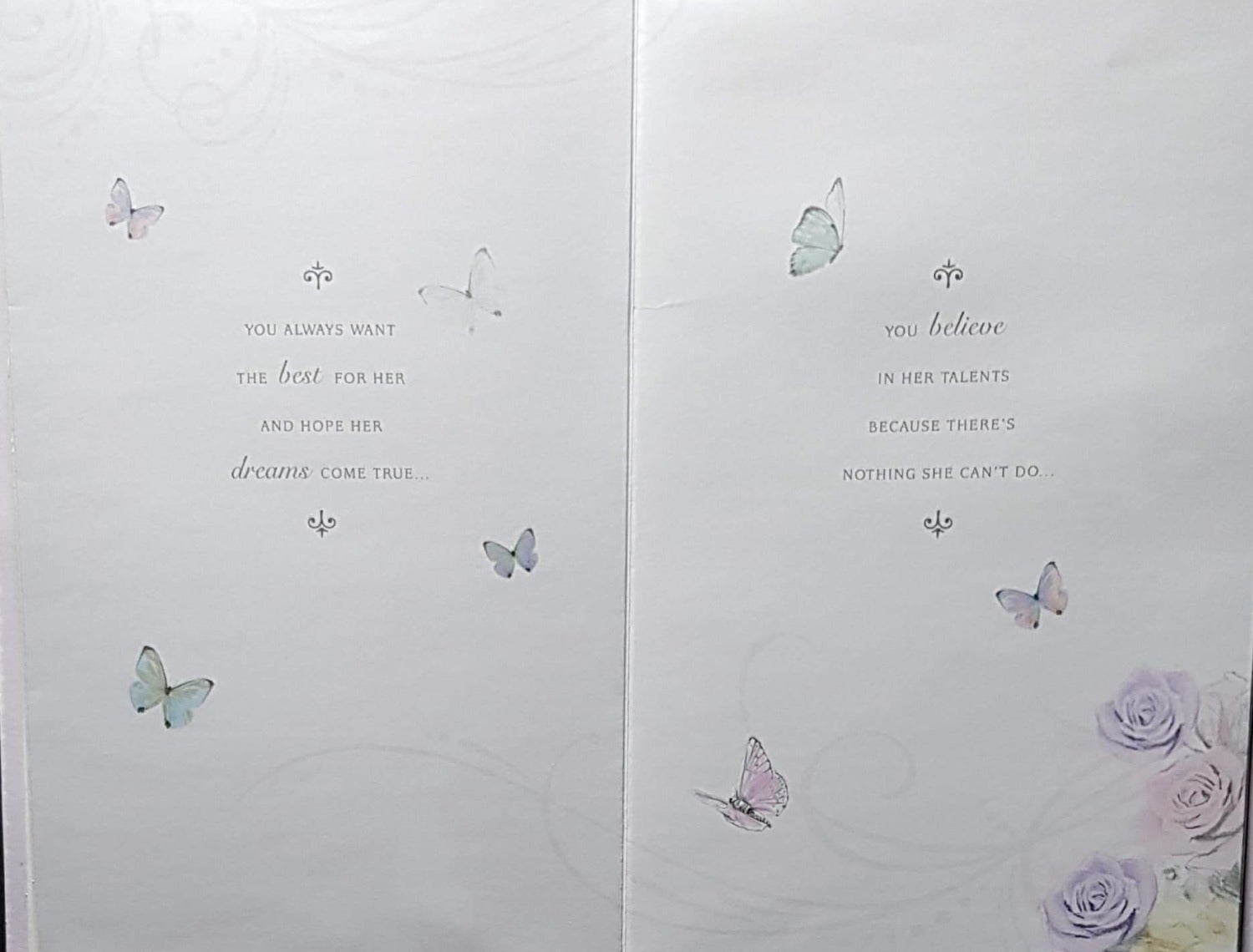 Birthday Card - Daughter / 'Precious Little Girl' & A Book & Butterflies