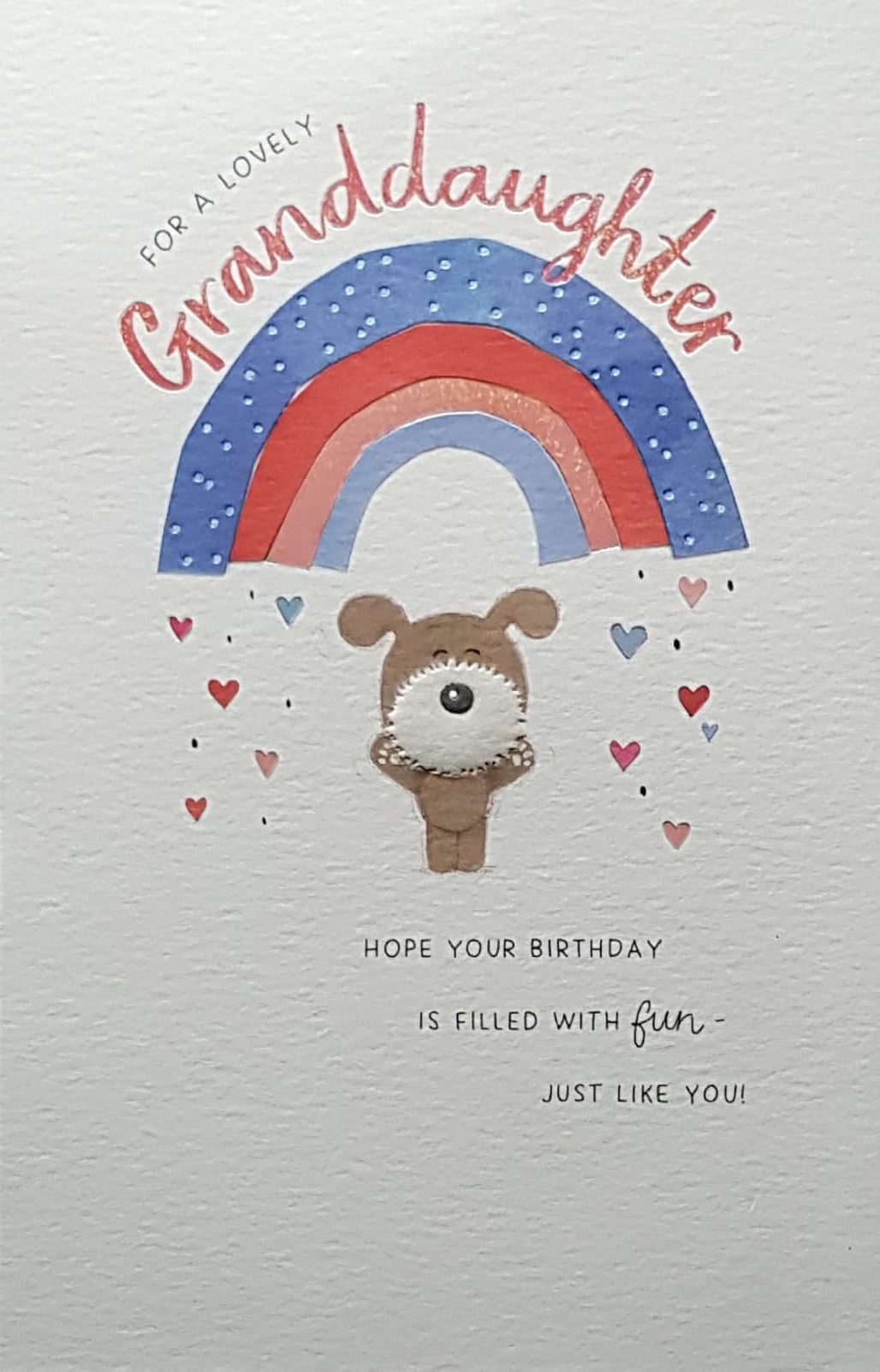 Birthday Card - Granddaughter / 'Filled With Fun' & Rainbow Dog
