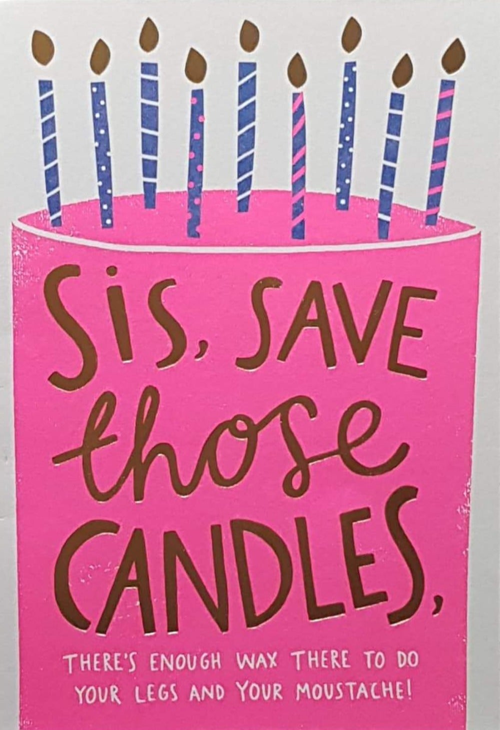 Birthday Card - Sister / 'Save Those Candles' & A Pink Cake