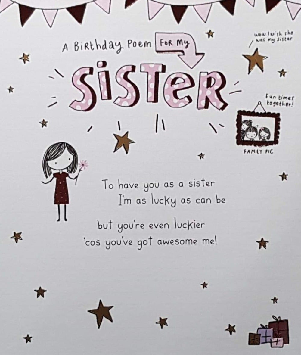Birthday Card - Sister / 'Fun Times Together' & A Family Photo Frame