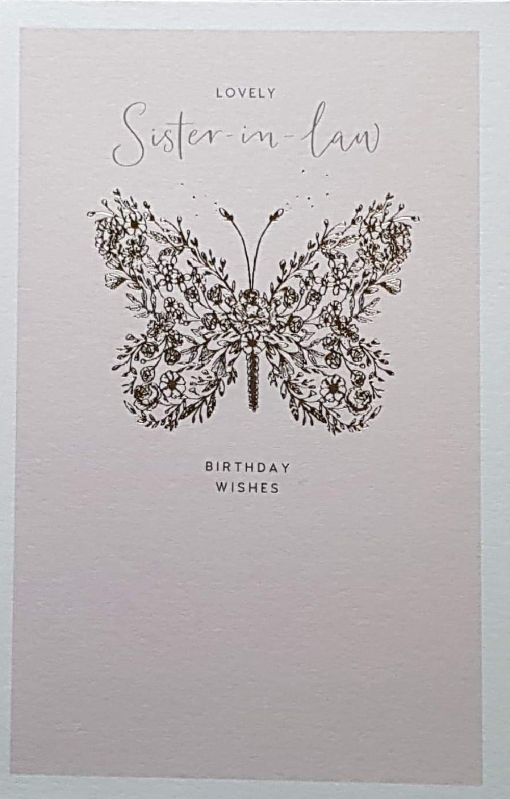 Birthday Card - Sister In Law / A Gold Floral Butterfly
