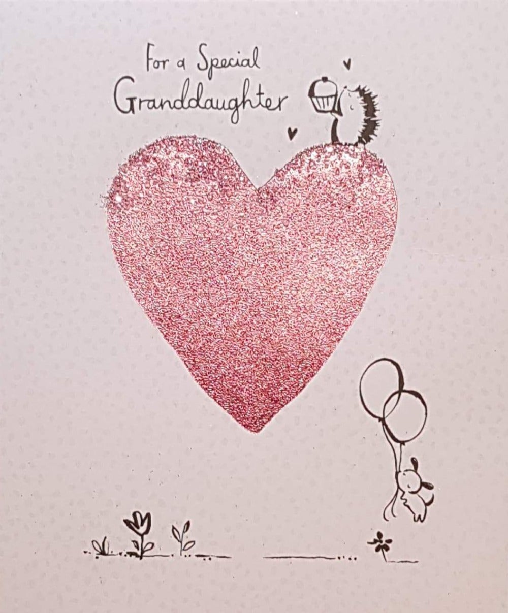 Birthday Card - Granddaughter / A Big Pink Glittery Porcupine