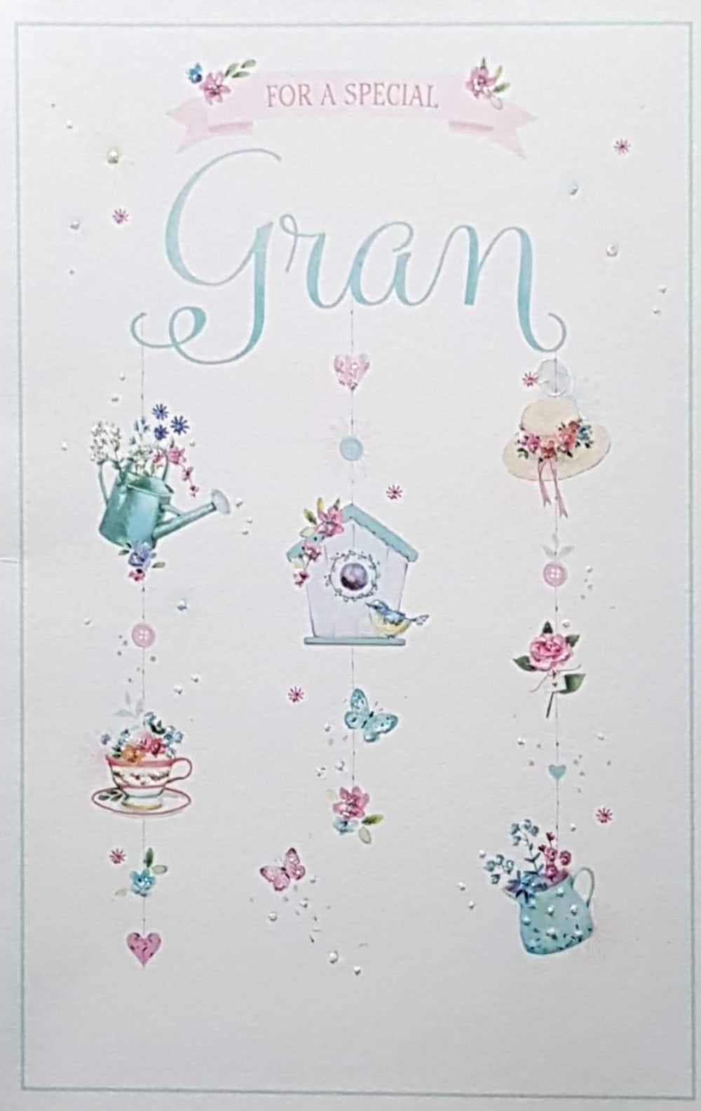Birthday Card - Gran / A Blue Bird House Hanging