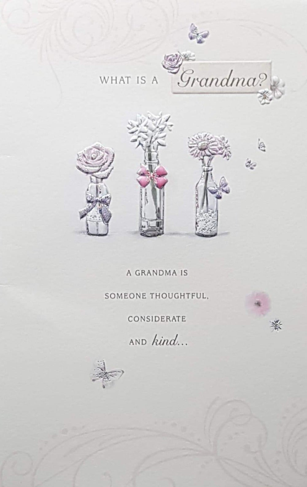 Birthday Card - Grandma / Three Glass Flower Vases