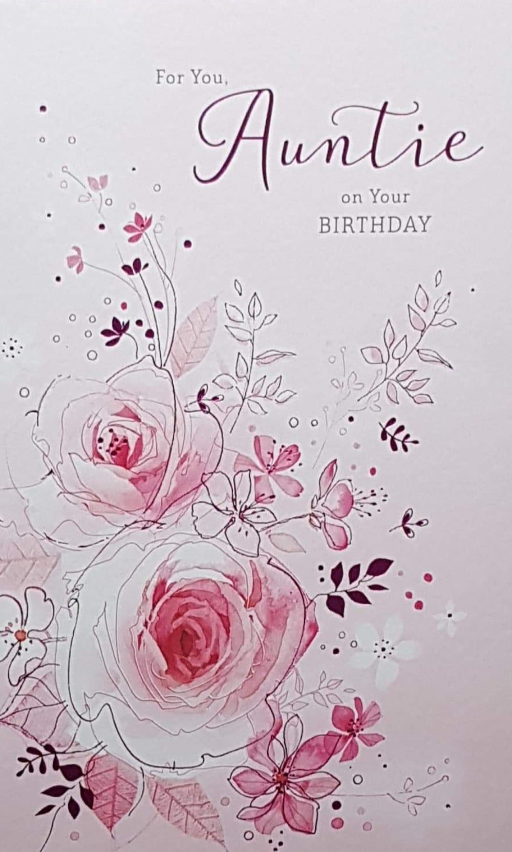Birthday Card - Auntie / Pink Flowers