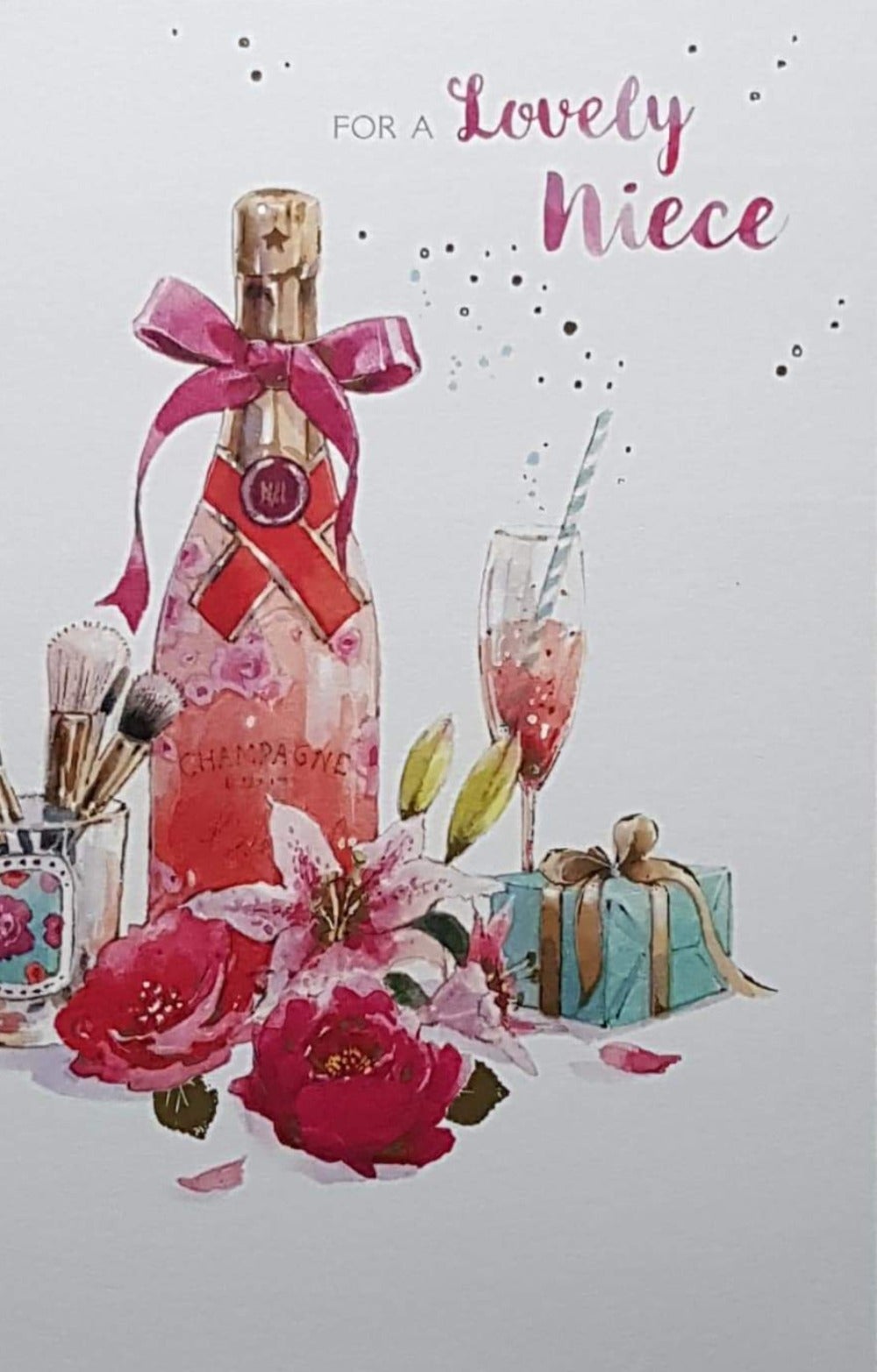Birthday Card - Niece / Pink Champagne