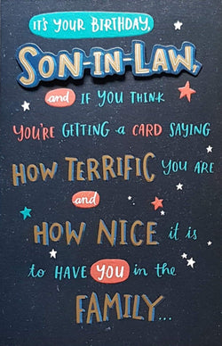 Birthday Card - Son In Law / 'Terrific Nice Family'