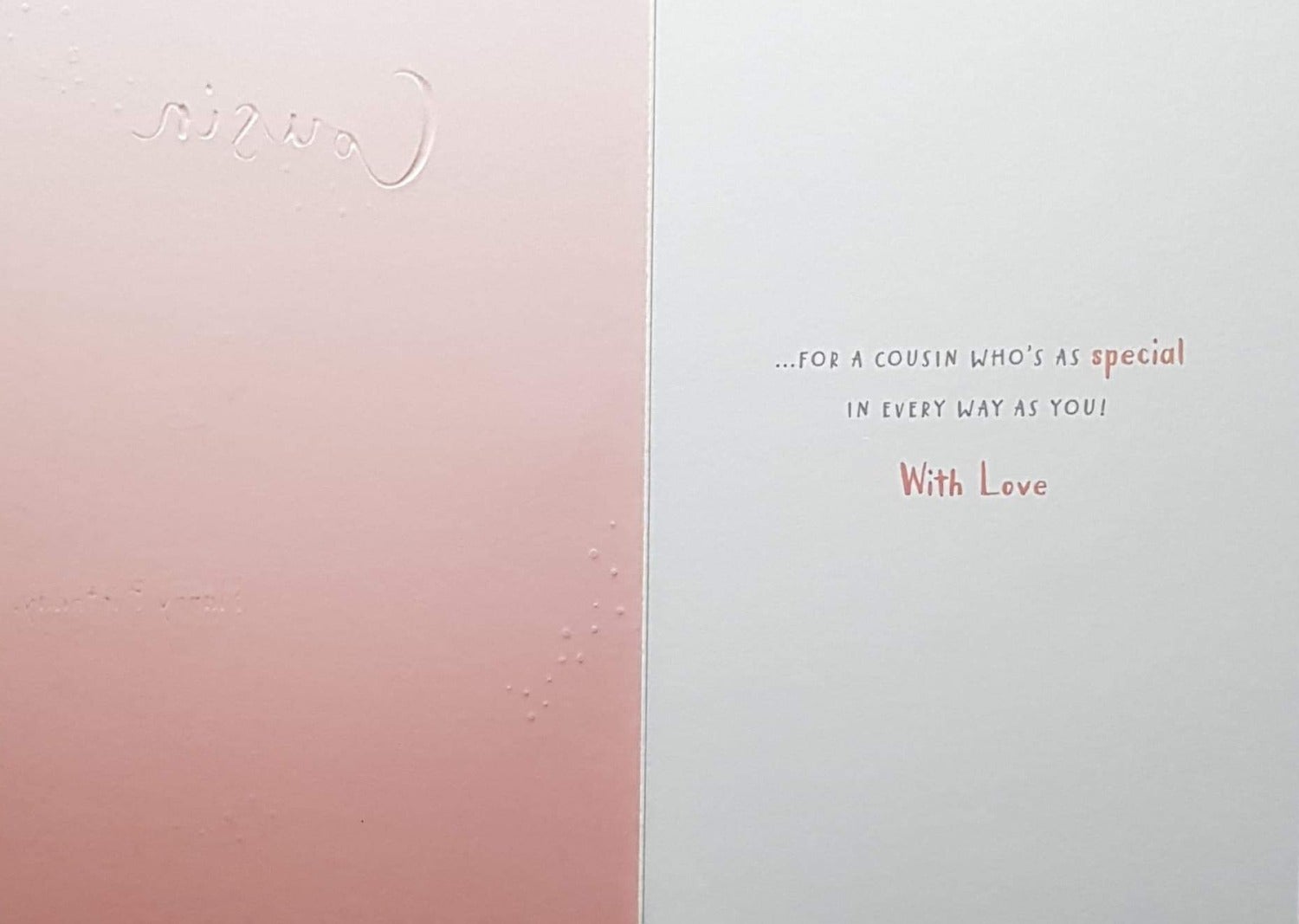 Birthday Card - Cousin / Bear Looking At Butterfly Sitting On Hand