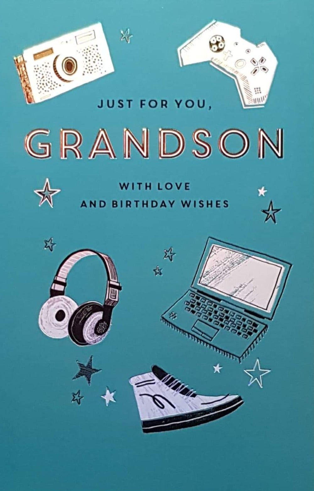 Birthday Card - Grandson / Just For You & A Laptop & A Game Controller