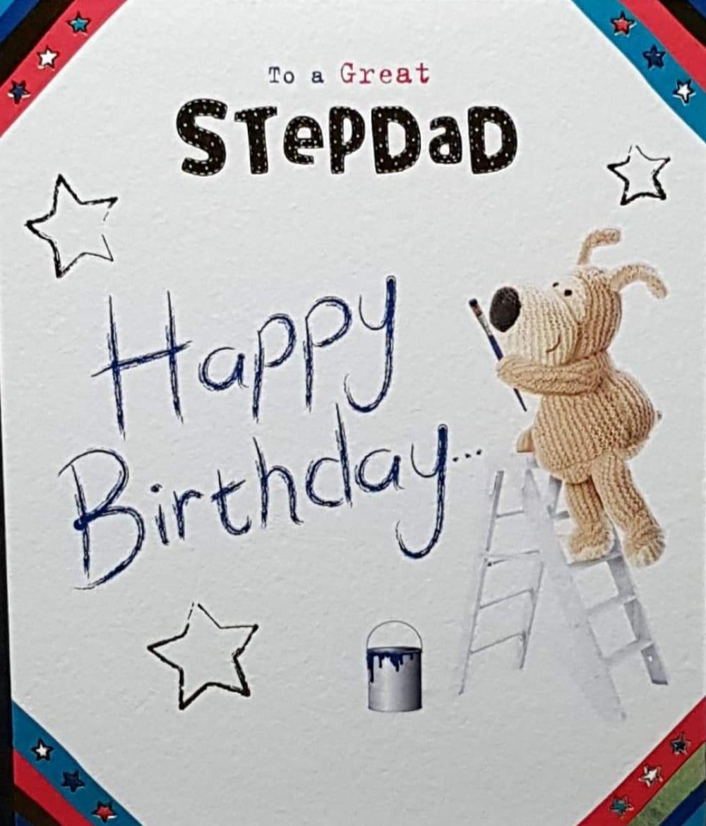 Birthday Card - Step Dad / A Dog On A Ladder
