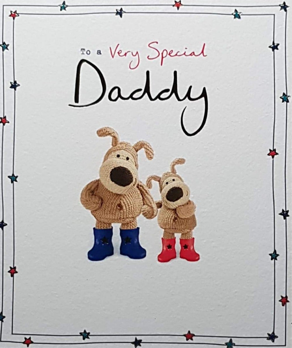 Birthday Card - Daddy / Two Stuffed Dogs In Boots