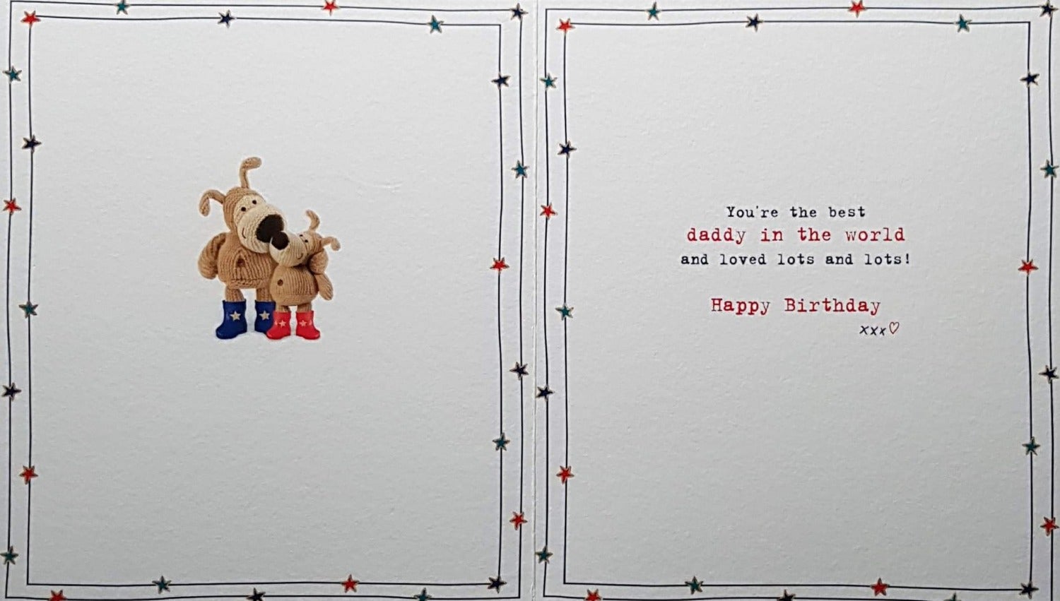 Birthday Card - Daddy / Two Stuffed Dogs In Boots