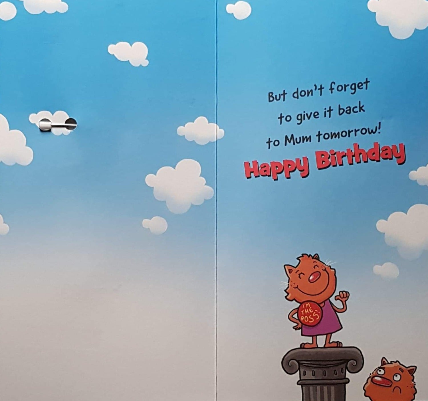Birthday Card - Humour / Dad & A Cat Standing On A High Greek Podium