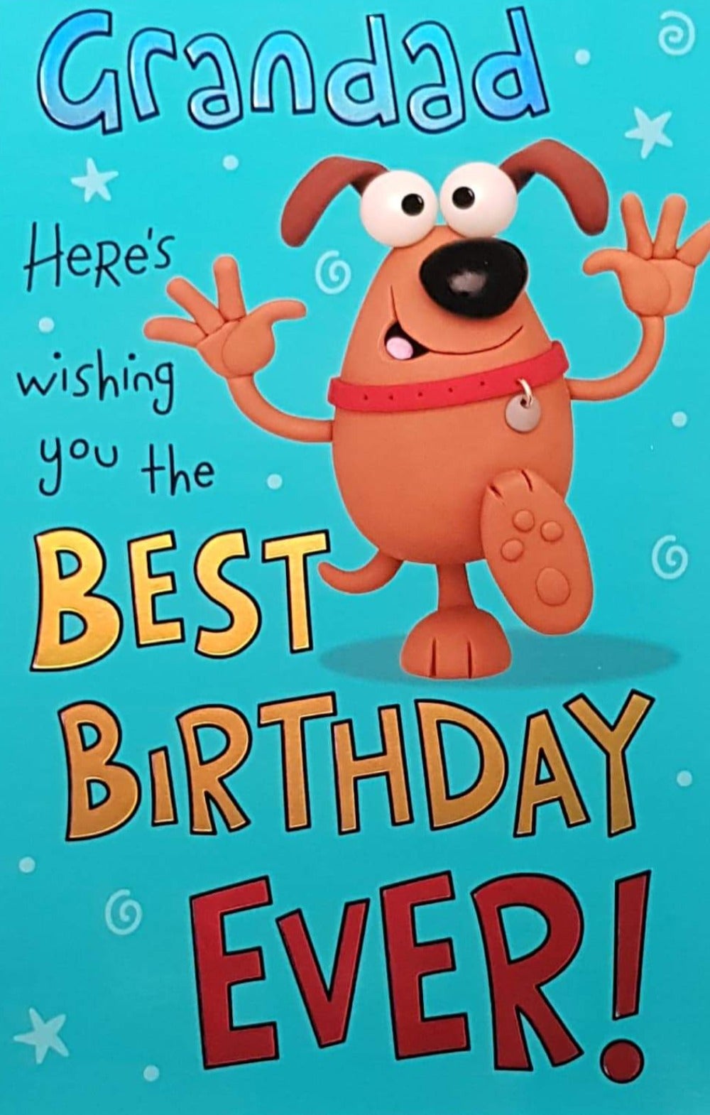 Birthday Card - Grandad / Dog Hands Up
