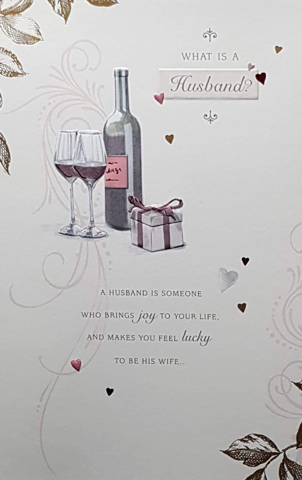 Birthday Card - Husband / Wine And Gift