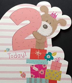 Birthday Card - Age 2 / A Dog On Stack Of Gifts