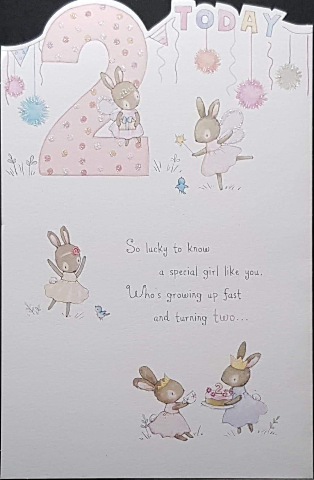 Birthday Card - Age 2 / Dancing Bunnies