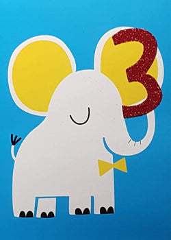 Birthday Card - Age 3 / An Yellow Ears Elephant