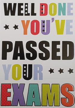 Congratulations Card - Exam Success / Colourful Font & Stars