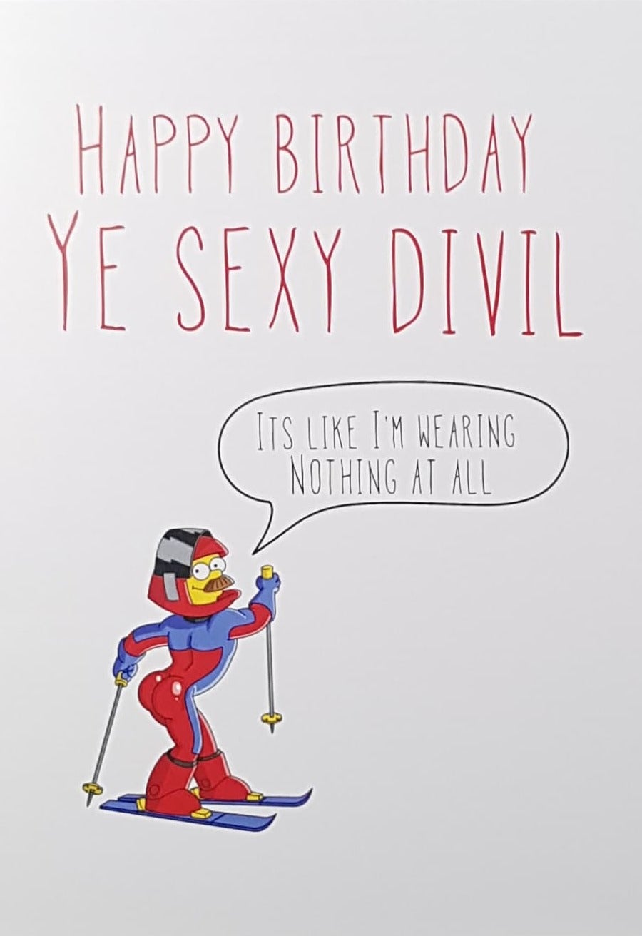 Dublin Card Company - A Man In A Red Costume Skiing (Birthday)