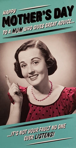 Mum Mothers Day Card - To A Mum Who Gives A Great Advice...On Green Front