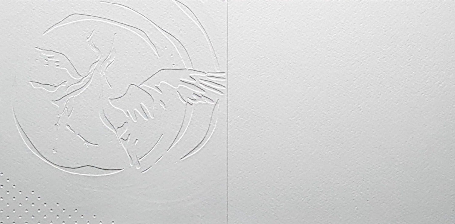 Blank Card - Two Cranes On Red & White Artistic Background