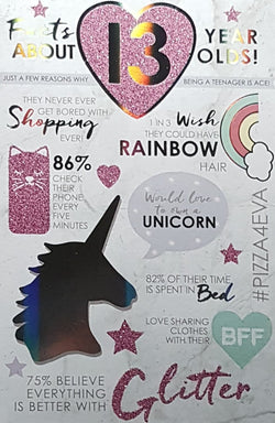 Age 13 Birthday Card - Facts About 13 Year Olds!