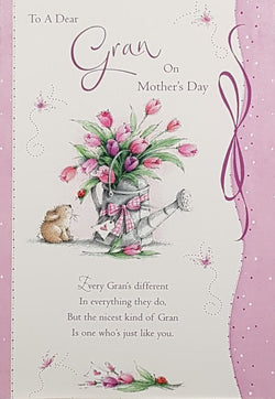 Gran Mothers Day Card - A Little Mouse & A Pink Ribbon