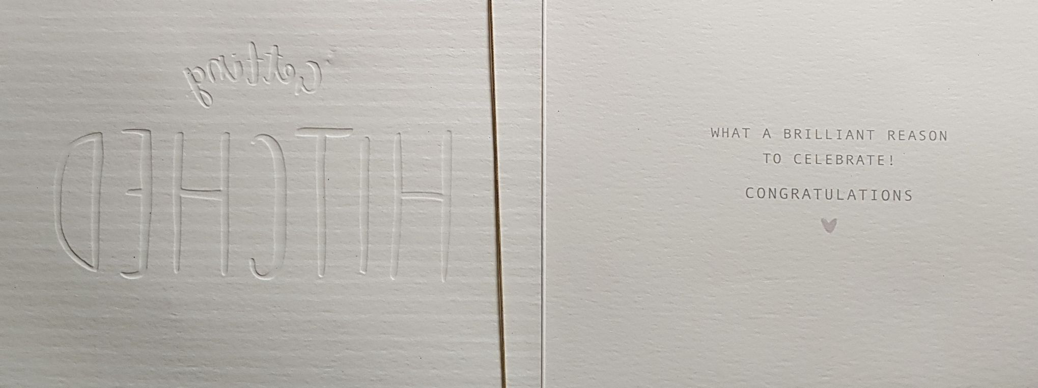 Wedding Card - 'Getting Hitched' & Little Gold Hearts