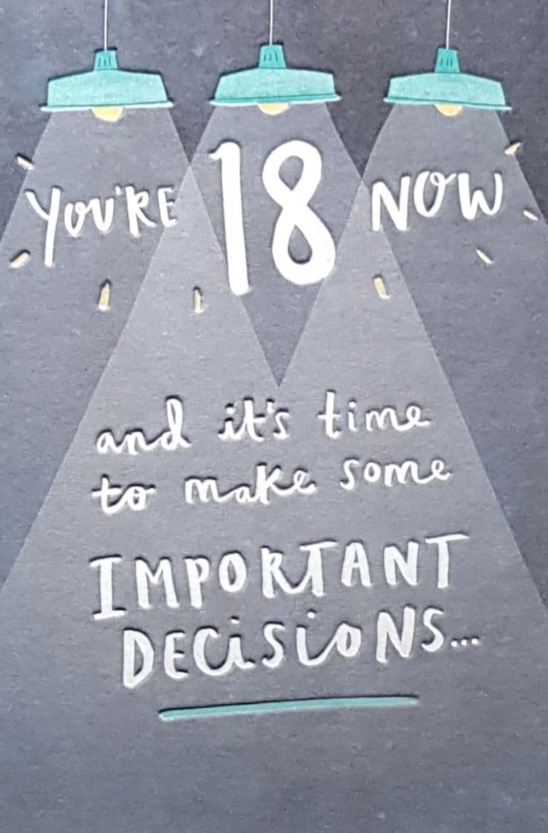Age 18 Birthday Card - Time To Make Some Important Decisions... (Humour)