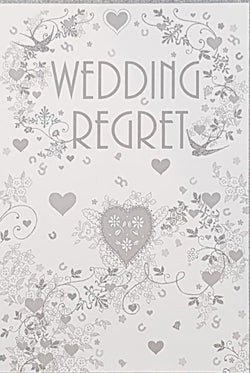 Wedding Card - Invitation Response / Grey Flowers & Hearts (Regret)