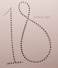 Age 18 Birthday Card - Sparkly Stars Make Up The Number 18 On A Pink Background